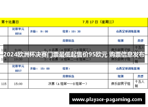 2024欧洲杯决赛门票最低起售价95欧元 购票信息发布 2024欧洲杯决赛门票最低起售价95欧元 购票信息发布